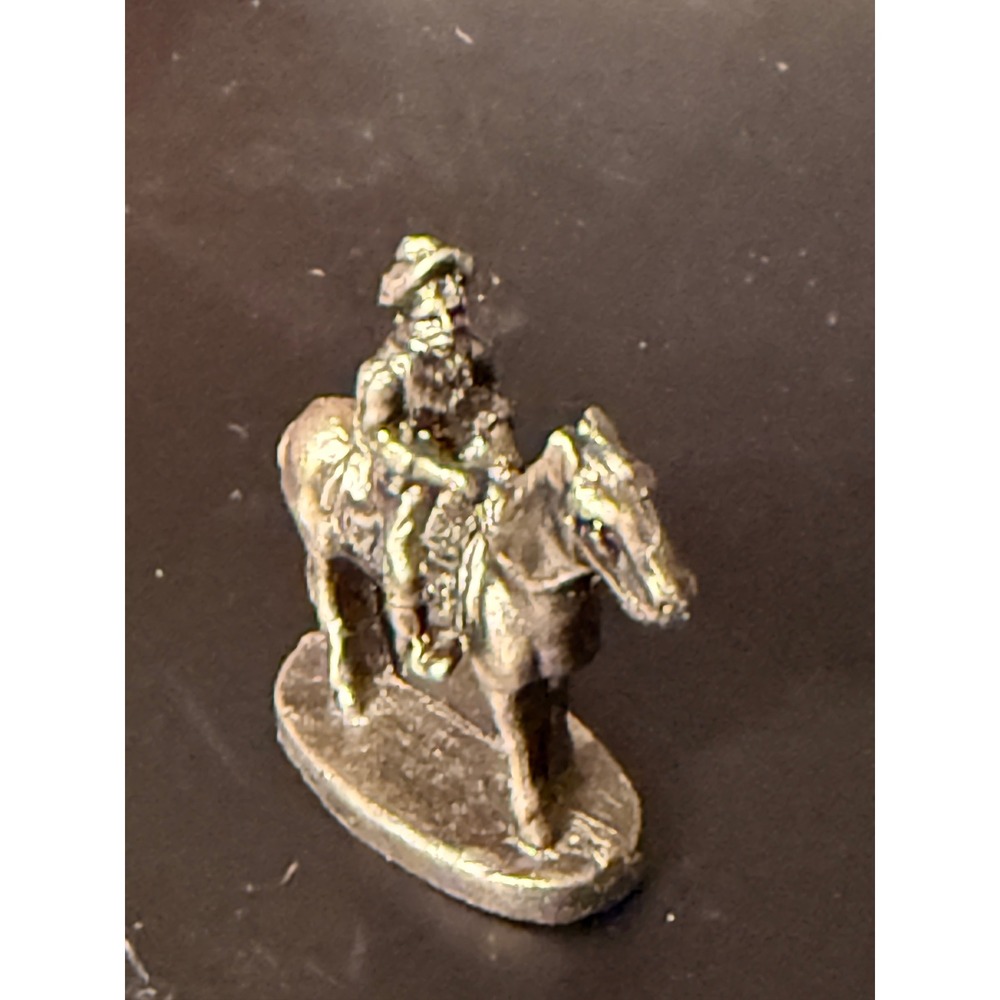 Vintage Pewter Cowboy Horse Rider Miniature Figurine Western Metal 1 Inch